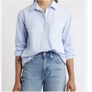 Beachlunchlounge Blue Cammi Cotton Button Up Shirt Sz XS NWT